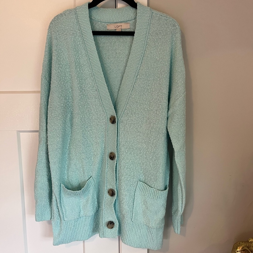LOFT Light Turquoise Cardigan